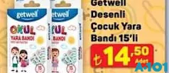 GETWELL DESENLİ ÇOCUK YARA BANDI 15'Lİ